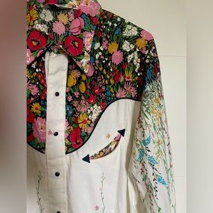 Rare 60s 70s vintage hippie cowboy wildflower floral button cotton country shirt